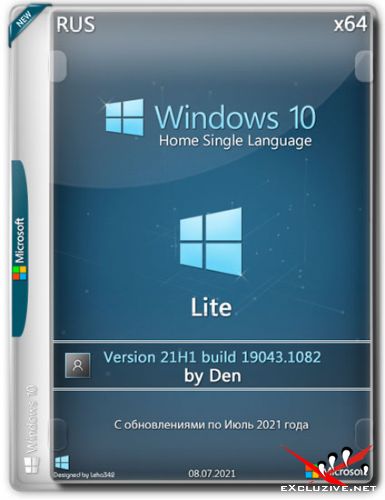 Windows 10 Home Single Language x64 21H1.19043.1082 Lite by Den (RUS/2021)