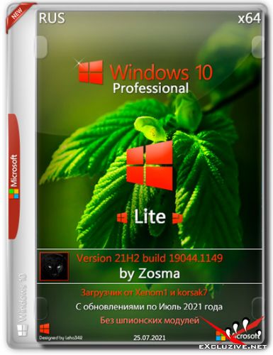 Windows 10 Pro x64 Lite 21H2.19044.1149 by Zosma (RUS/2021)