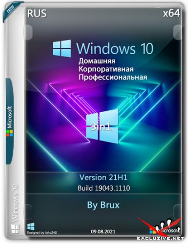 Windows 10 x64 21H1.19043.1110 3in1 by Brux (RUS/2021)