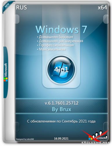 Windows 7 SP1 x64 4in1 v.6.1.7601.25712 by Brux (RUS/2021)